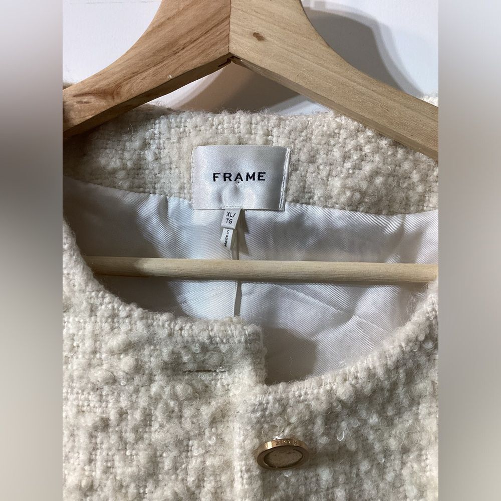 Frame Cropped cotton-blend bouclé-tweed jacket In Cream - Picture 11 of 17